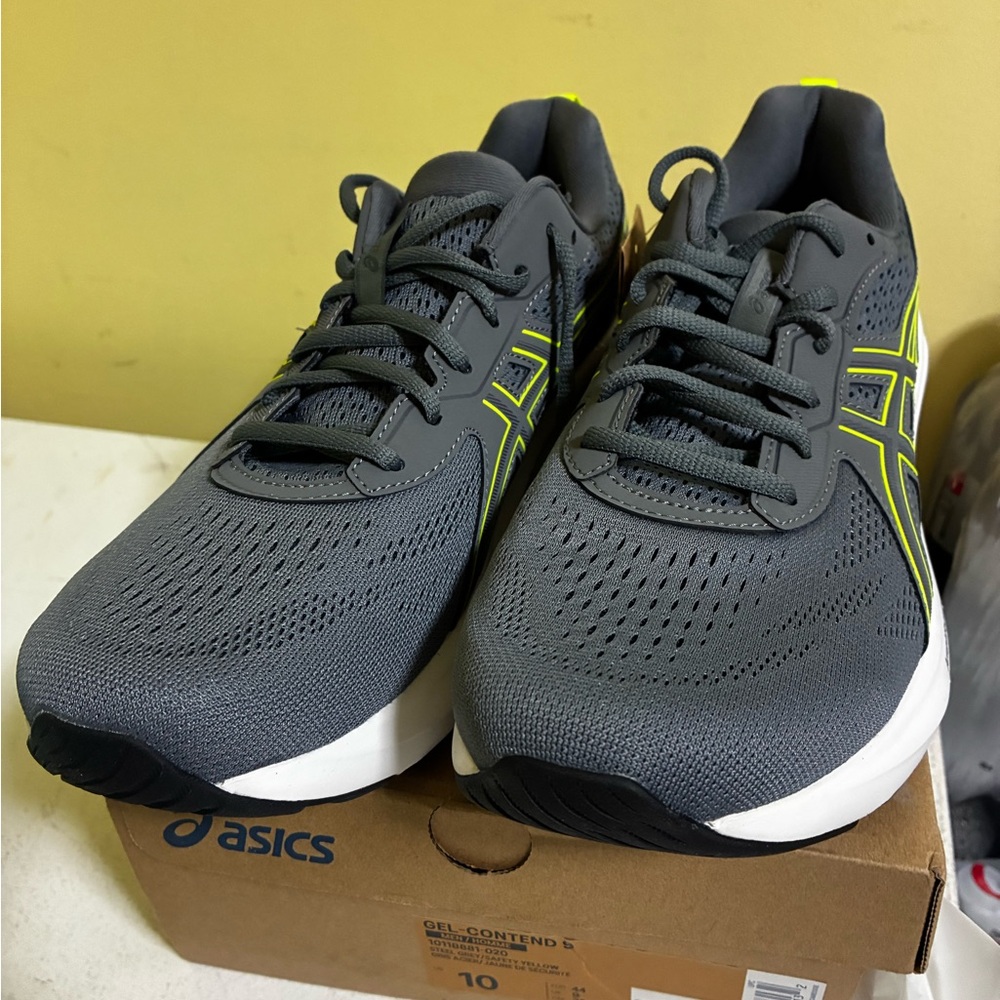 ASICS Mens new Grey/Neon Green - Picture 4 of 10